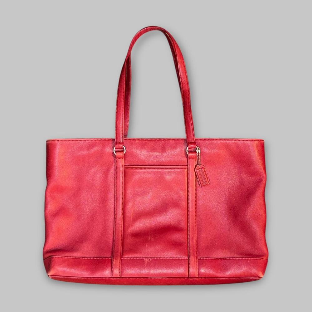 Coach Red Leather Tote Shoulder Bag